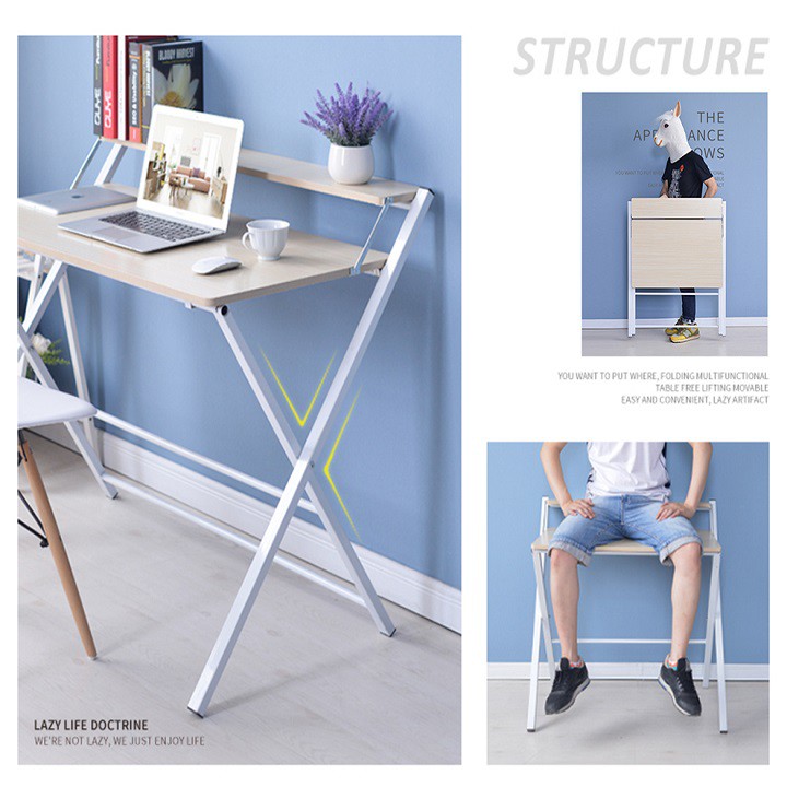 9233  Bàn xếp 2 tầng 80x51 - Bàn làm việc xếp gọn | BigBuy360 - bigbuy360.vn