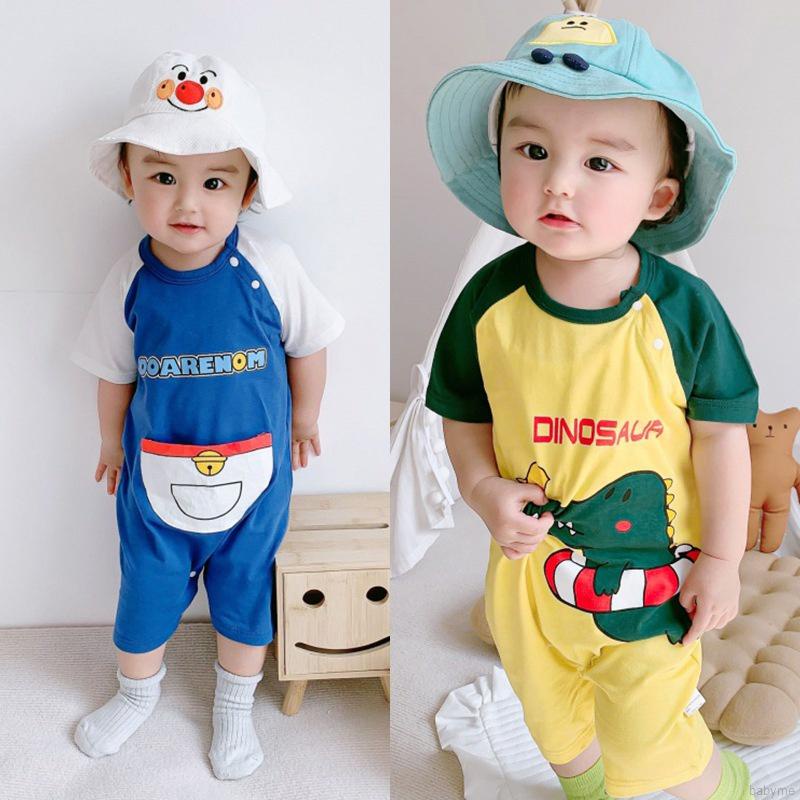 Bộ Áo Liền Quần Tay Ngắn Chất Liệu Cotton Mỏng Thoáng Khí Thời Trang Mùa Hè Cho Bé