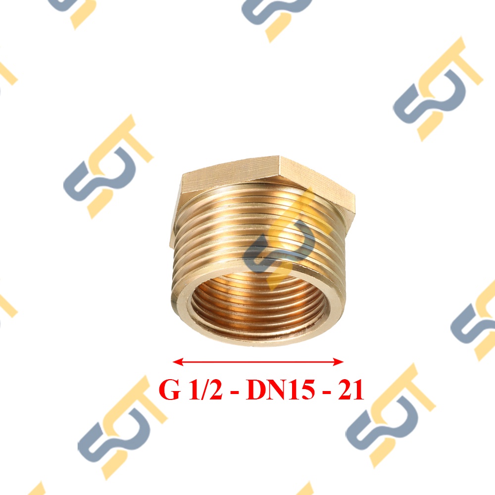 [NỐI CHUYỂN REN] G 1/2 DN15 21 Ren ngoài lớn nối ren trong nhỏ tùy chọn bằng đồng (bush male to female) Cả rá Lơ ngược