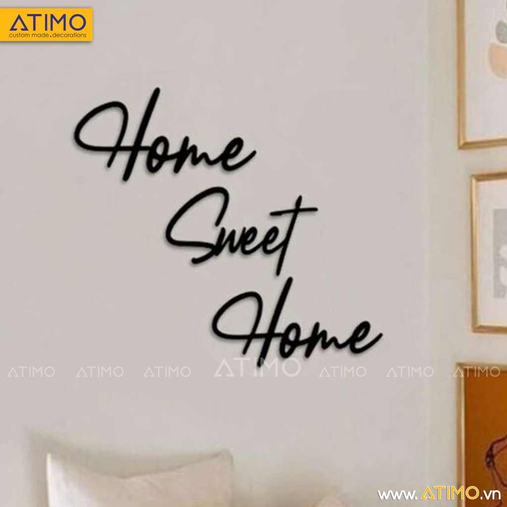Chữ Gỗ, Mica nổi Trang Trí treo tường HOME SWEET HOME trang trí trong nhà, quán cafe, văn phòng, dễ dàng dán tường