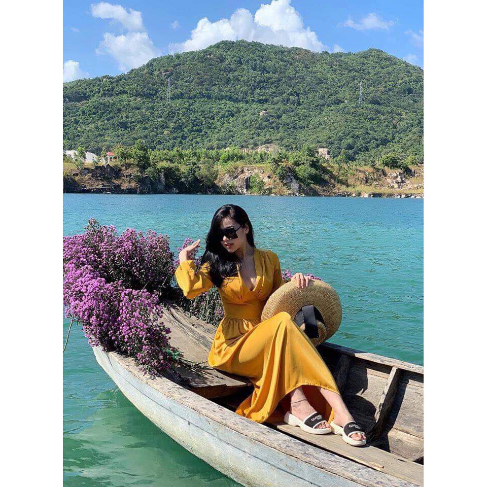 Đầm maxi trắng tay dài bản eo sang trọng - Kèm video | BigBuy360 - bigbuy360.vn