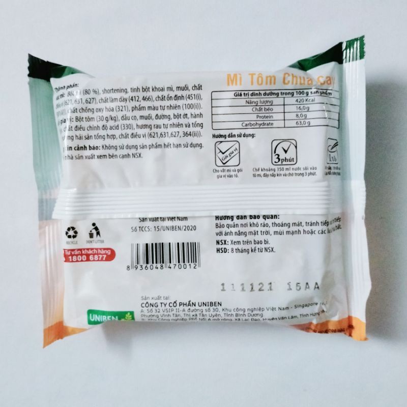 Combo 5 gói mì tôm ăn liền 3 miền 65g