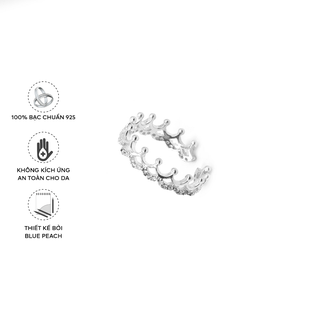 Nhẫn Tay Bạc Blue Peach Vương Miện 2 viền đá NT2044