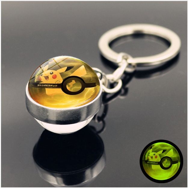 Móc Khóa Quả Cầu Pha Lê Hình Pokemon, Pikachu Siêu Cute, Bộ Sưu Tập Hoạt Hình Anime