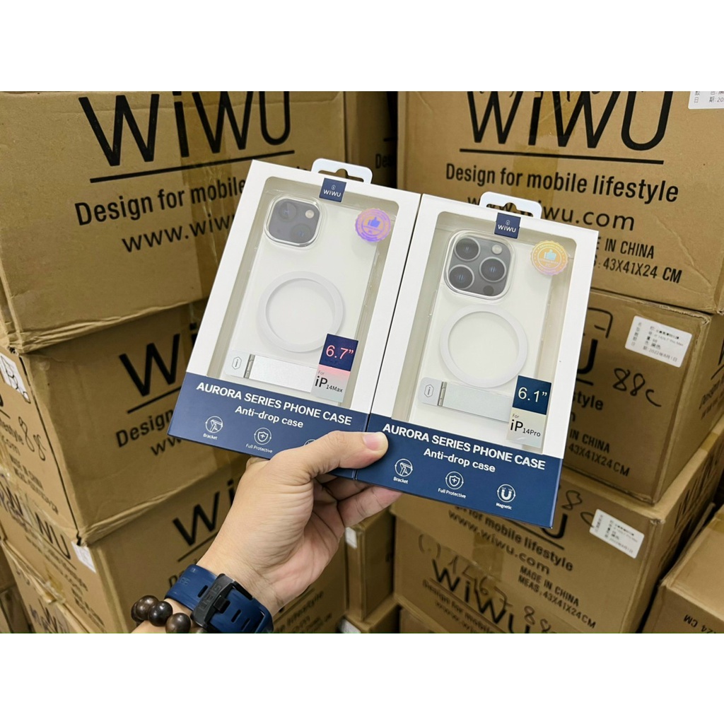 Ốp lưng WIWU cứng trong suốt hỗ trợ vòng sạc không dây cho IP Phone 14 Pro Max , 14 pro , 14 max , 14 , 13 Pro Max