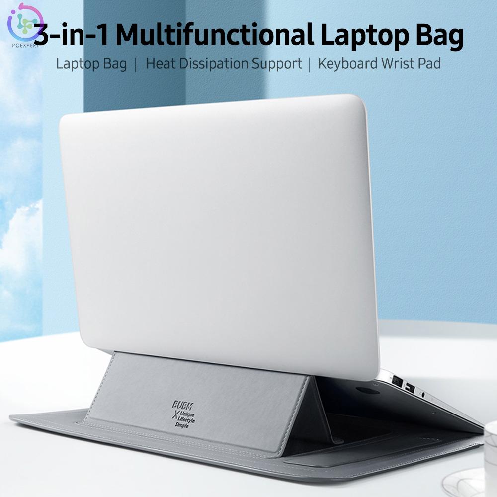 BUBM 3-in-1 Multifunctional Laptop Bag 14 inch Portable Lightweight Wear-resistant Laptop Case Laptop Stand PVC Laptop Bag Grey