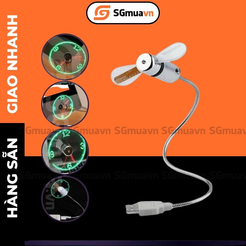 Quạt USB tích hợp Đồng hồ LED công nghệ hiện đại màu sắc thời trang phù hợp trang trí làm quà tặng