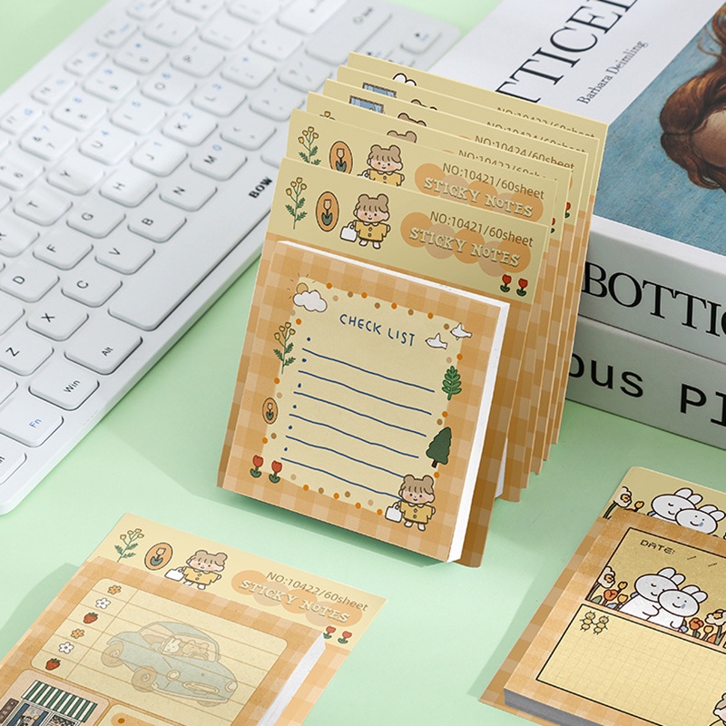 Bộ 60 Tờ Giấy Dán Ghi Chú Họa Tiết Hoạt Hình Kiểu Hàn Quốc Sáng Tạo