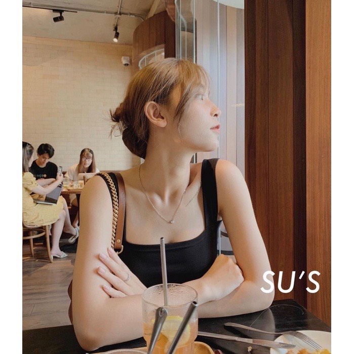 Áo 2 dây bản to cổ vuông ôm body quyến rũ 3 màu xinh xắn/ Áo croptop nữ thời trang hàn quốc mặc tôn dáng_kudoshop