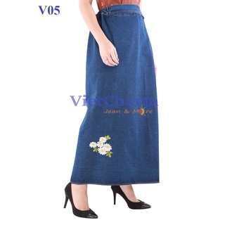 Váy chống nắng jean nữ dạng quây nút bấm đồng che toàn thân vải dày cao cấp