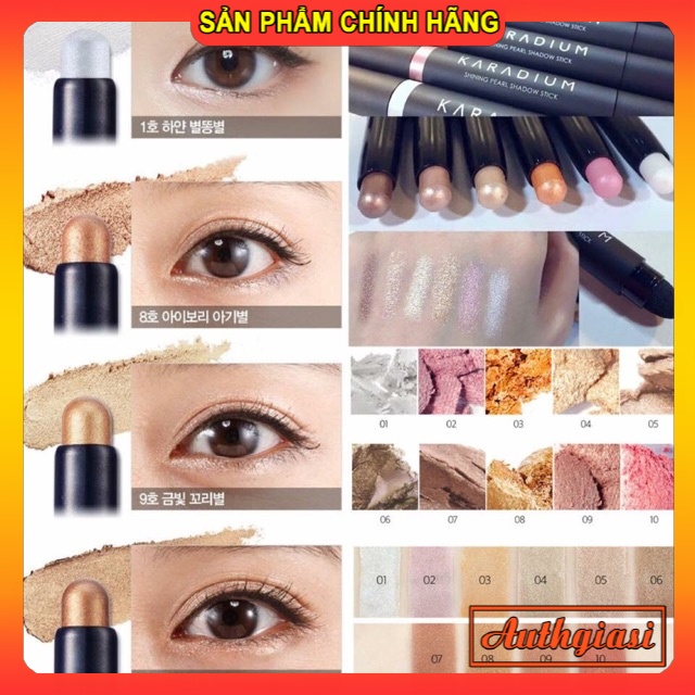 Phấn mắt nhũ KARADIUM Shining Pearl Shadow Stick 2 đầu dạng thỏi vặn kèm cọ