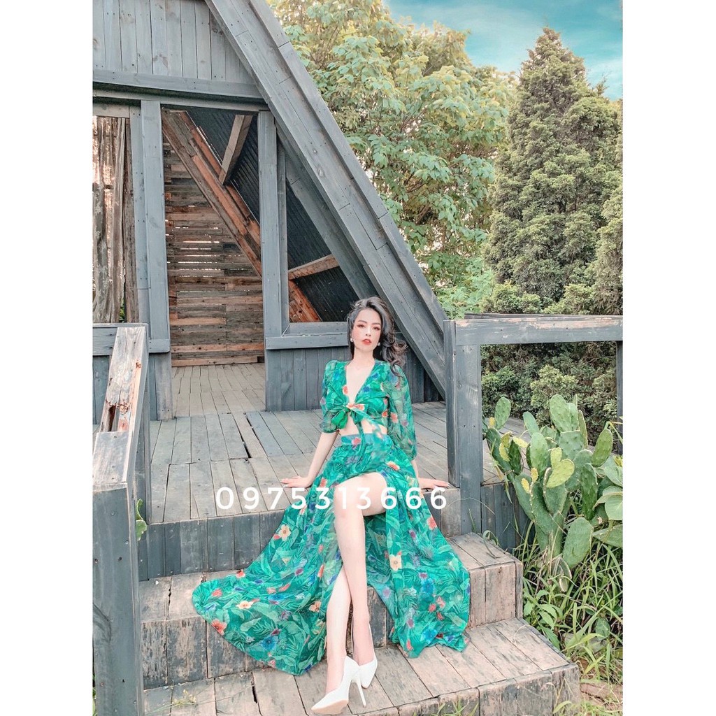 Set 2 Món Đi Biển, Đầm Maxi Đi Biển V97 Chất Voan Mềm Mát, Họa Tiết Hoa Rực Rỡ, Siêu Phẩm Cho Cô Nàng Sống Ảo. | BigBuy360 - bigbuy360.vn