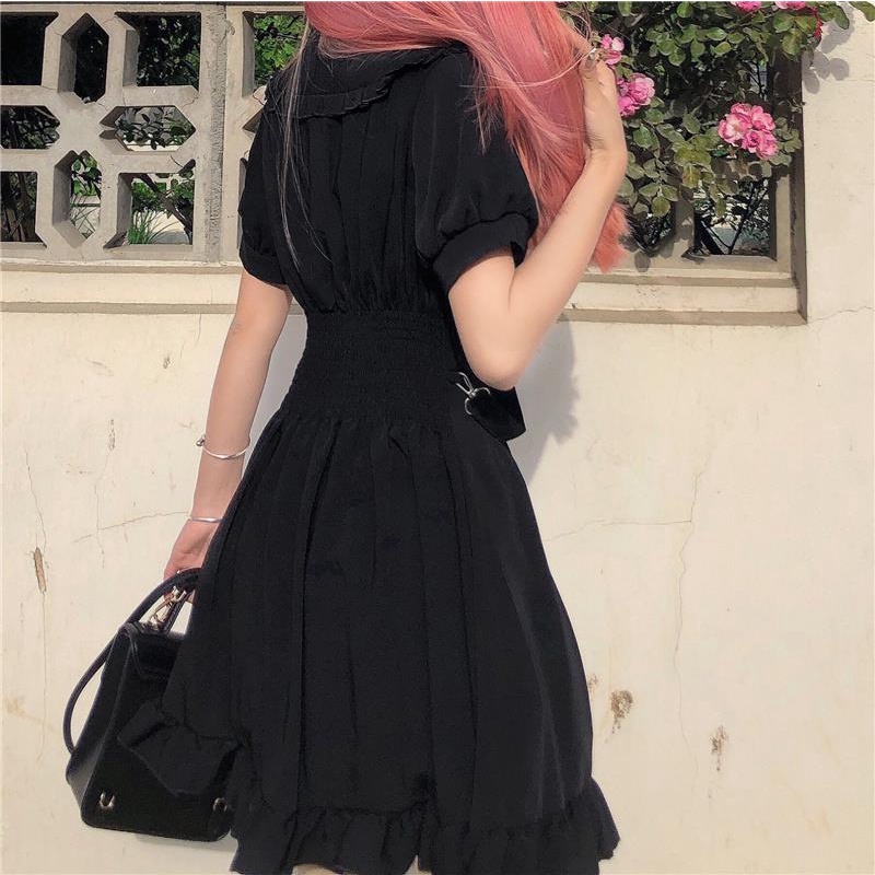 Đầm Chữ A Ngắn Tay Thắt Nơ Eo Phong Cách Hàn Quốc Thời Trang Cho Nữ