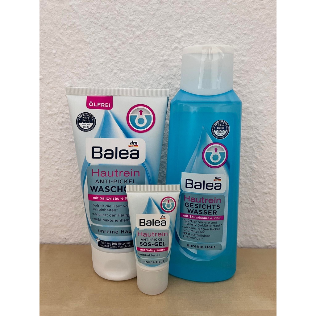 - BỘ CHĂM SÓC DA MỤN BALEA- SỮA RỬA MẶT, NƯỚC HOA HỒNG, GEL CHẤM MỤN