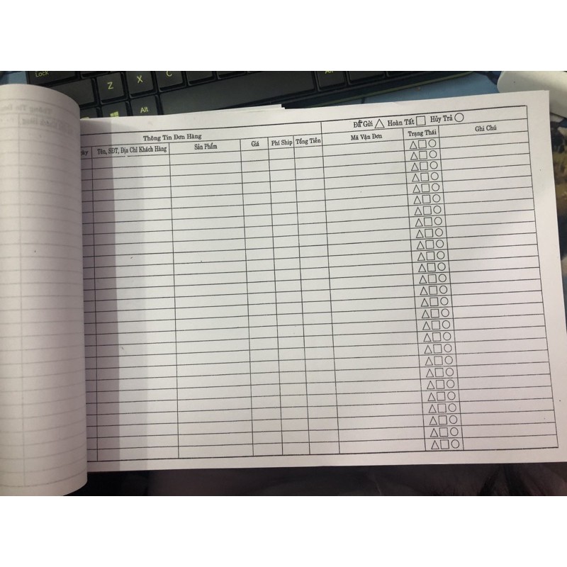 Sổ quản lý đơn hàng cho shop