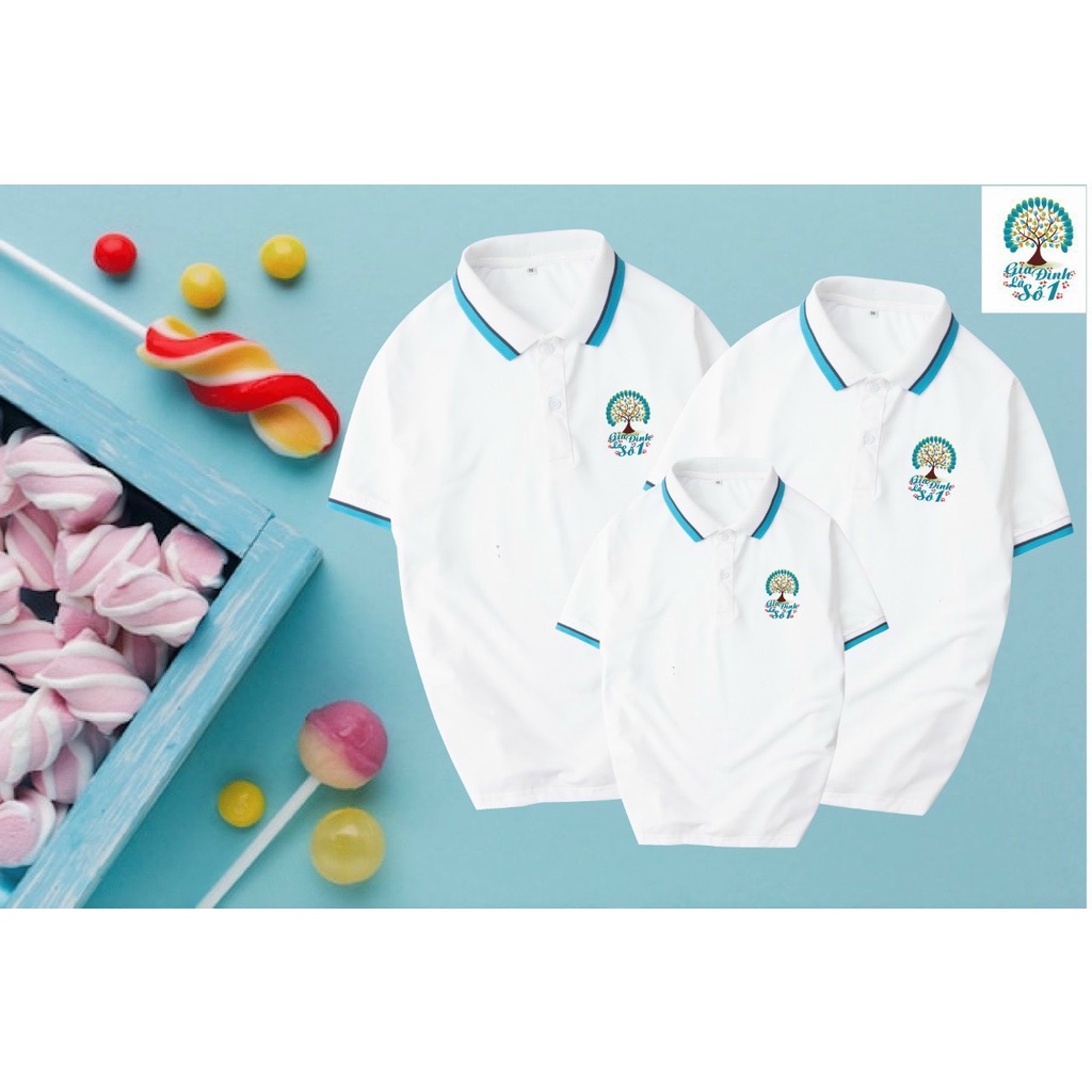 Áo Gia Đình Có Cổ 3/4/5 Người . Chất Liệu Thun Poly Thái 4 Chiều Đủ Size Từ 8 Đến 100kg .