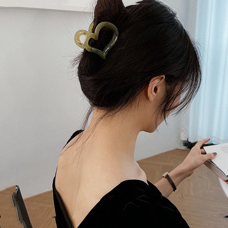 Kẹp Tóc Đuôi Ngựa Cố Định Tóc Đuôi Ngựa Khoét Lỗ Trái Tim Màu Thạch Đáng Yêu Thời Trang Hàn Quốc