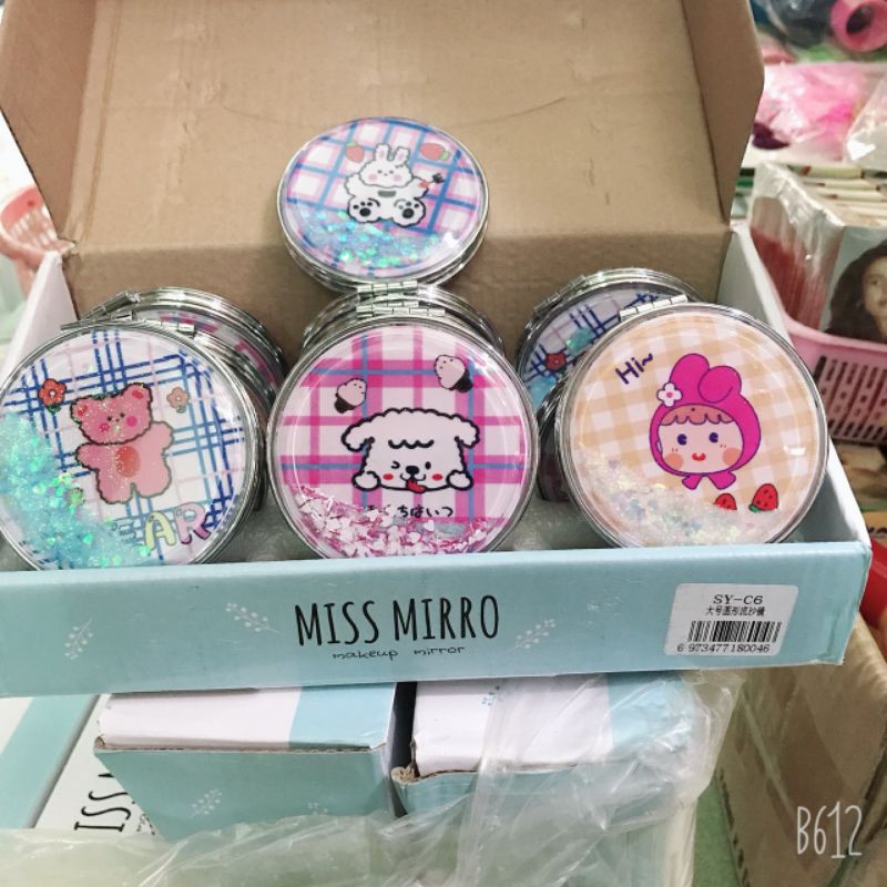 Gương 2 mặt nhũ siêu dễ thương