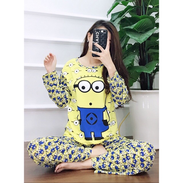 Bộ Mặc Nhà Cotton Cute Tay Dài Quần Dài | BigBuy360 - bigbuy360.vn