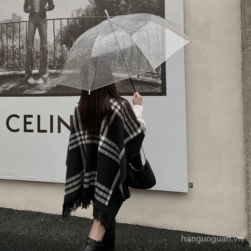 CHANEL Khăn choàng lông chồn hai mặt dáng rộng kẻ sọc trắng đen phong cách phương Tây YP0N | BigBuy360 - bigbuy360.vn