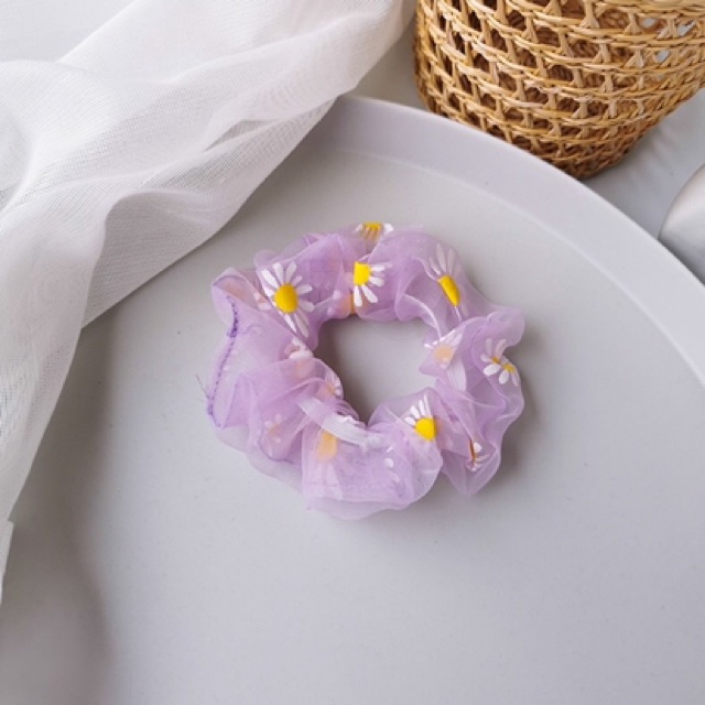 Dây buộc tóc mỏng co giãn hình hoa cúc thời trang Hàn Quốc