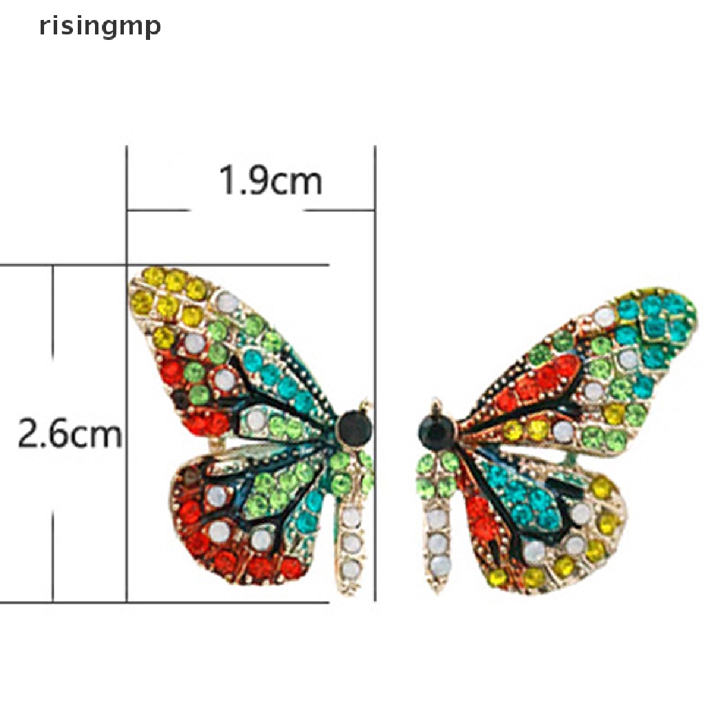 Bông Tai Hình Cánh Bướm Bằng Kim Loại Đính Đá Thời Trang Cho Nữ ♨Nóng Bỏng