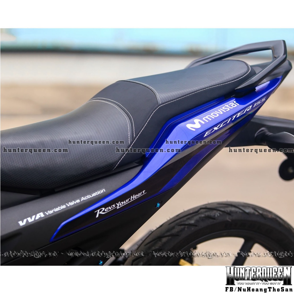 Tem rời cao cấp in UV, mẫu Movistar trắng, dán xe Exciter 155 xanh GP. Decal kích thước chuẩn, không bay màu, chống nước