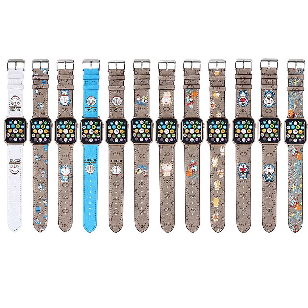 Dây Da Họa Tiết Hoạt Hình Cho Đồng Hồ Apple 40mm 44mm Iwatch 6 Se 5 4 3 38mm 42mm