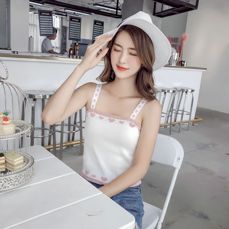 Women summer knitted tank top strap off shoulder sexy vest sleeveless shirt | BigBuy360 - bigbuy360.vn