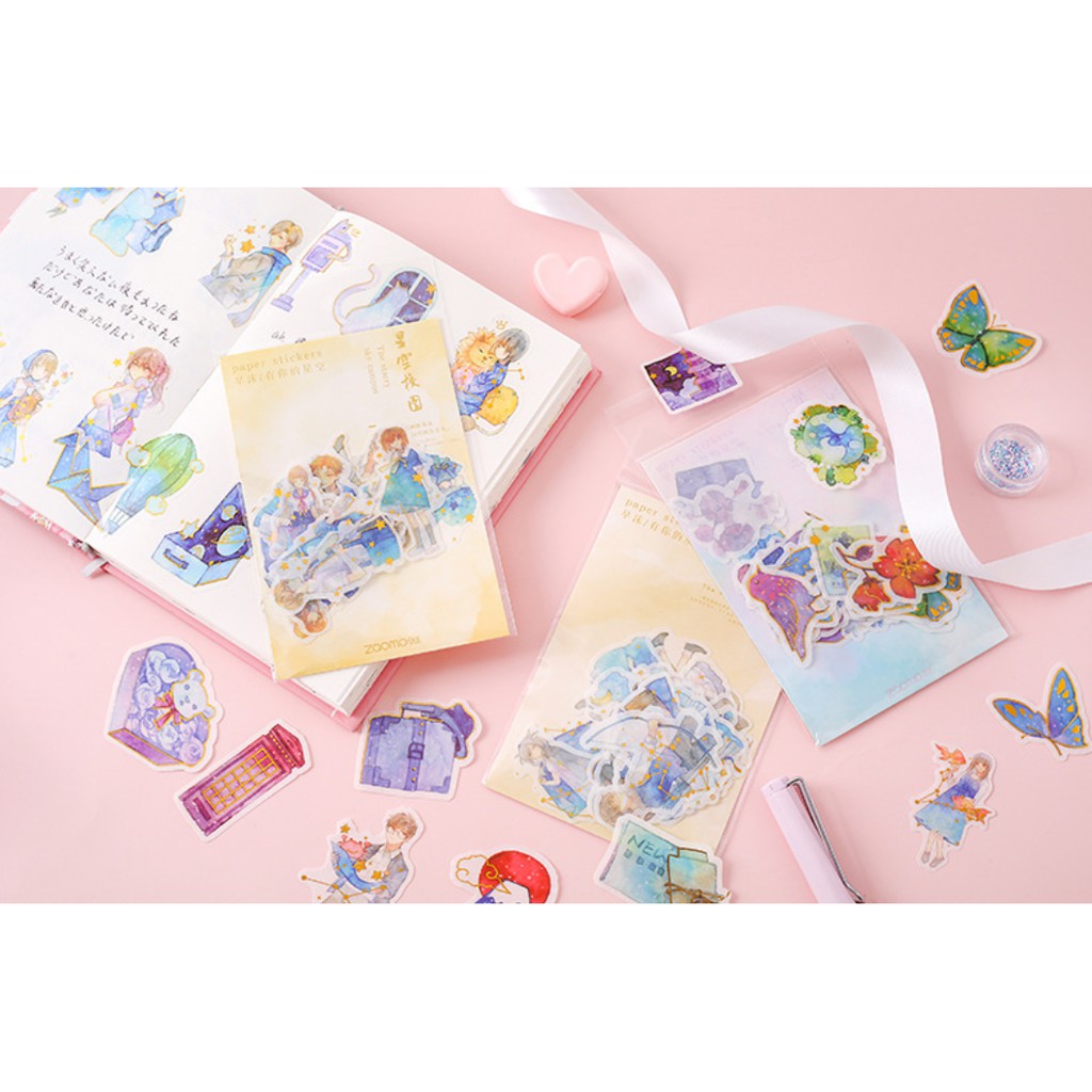 Bộ Hình Dán Sticker Series Đây Trời Sao Của Bạn có nhũ lấp lánh xinh xắn