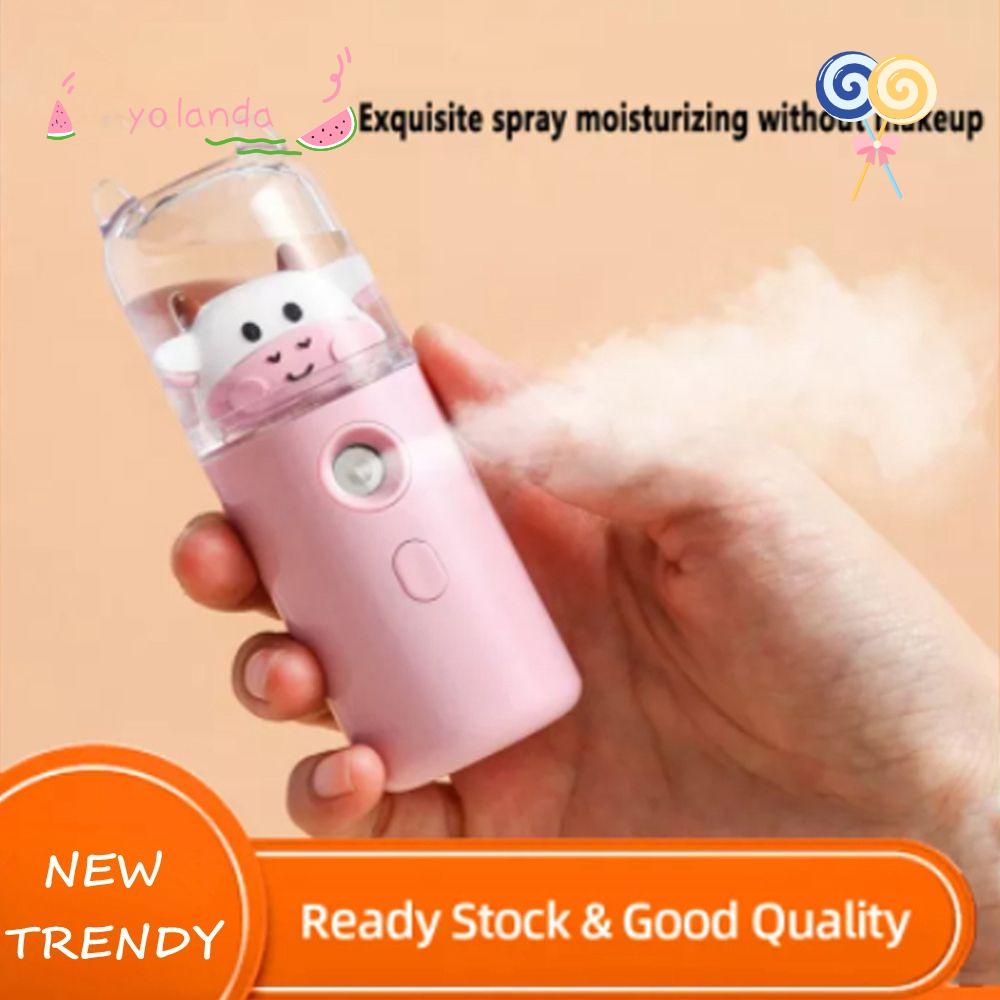 Máy Phun Sương Tạo Độ Ẩm Cho Da Mặt Sạc Cổng USB In Họa Tiết Bò Sữa