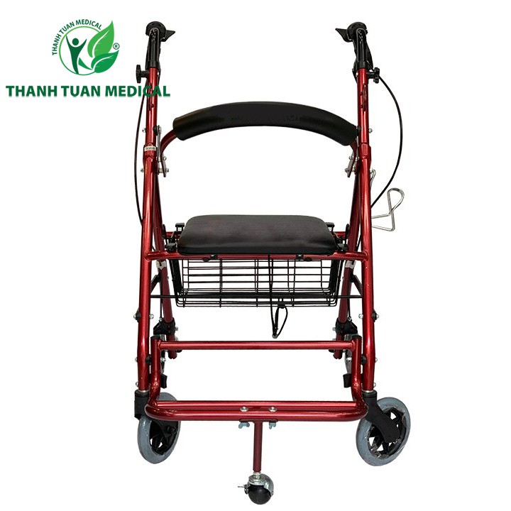 Xe Đẩy Tập Đi Năm Bánh One-X 9148L Dành Cho Người Già, Người Tai Biến Đi Lại Kém (Loại Có Ghế Ngồi, Phanh, Giỏ Đựng)