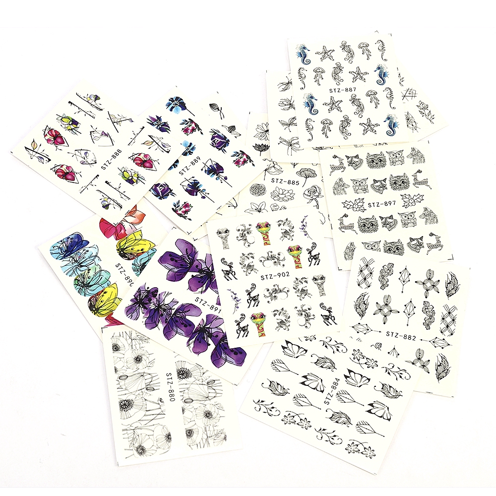 [Hàng mới về] Bộ 14 tấm hình dán họa tiết hoa bướm 3D đa dạng trang trí móng tay nghệ thuật