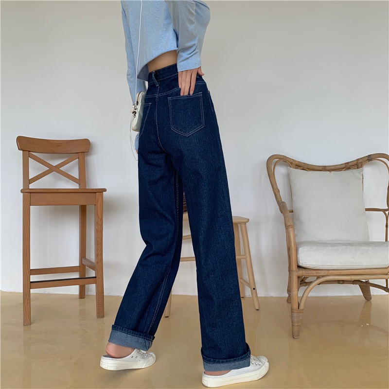 Xiaozhainv Quần jean lưng cao ống suông phong cách retro thời trang cho nữ | BigBuy360 - bigbuy360.vn