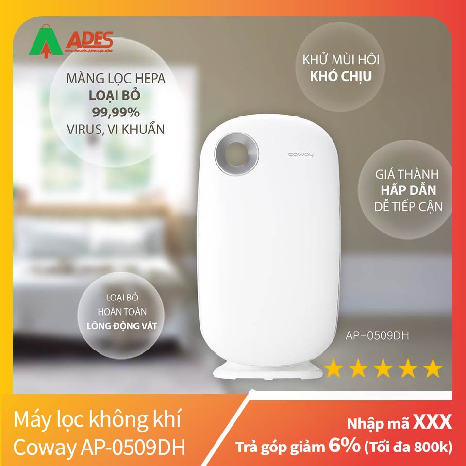 [Mã 154ELSALE2 giảm 7% đơn 300K] [COWAY CHP-0509DH] Máy lọc không khí Coway CHP-0509DH | BẢO HÀNH CHÍNH HÃNG 1 NĂM