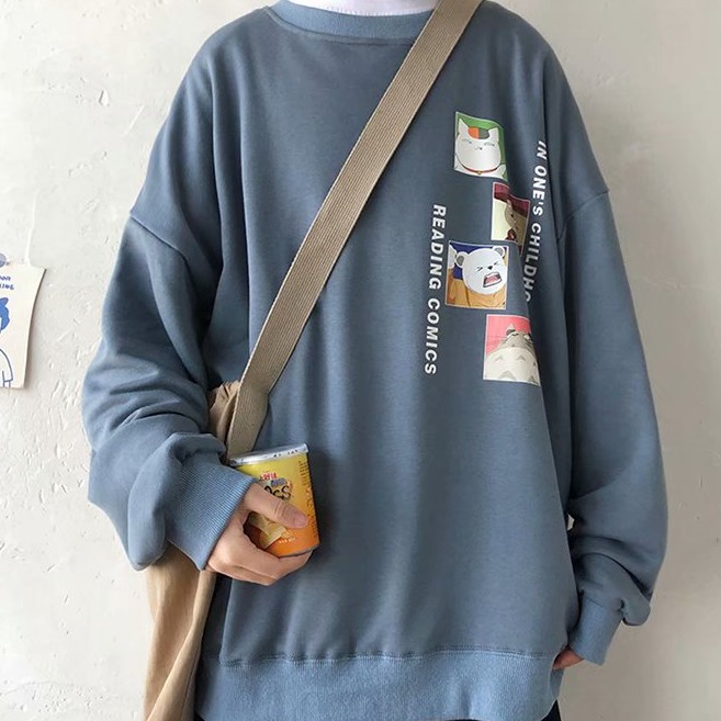 Áo Thun Tay Dài Dáng Rộng Có In Hình Phong Cách Hàn Quốc Dành Cho Nam | BigBuy360 - bigbuy360.vn