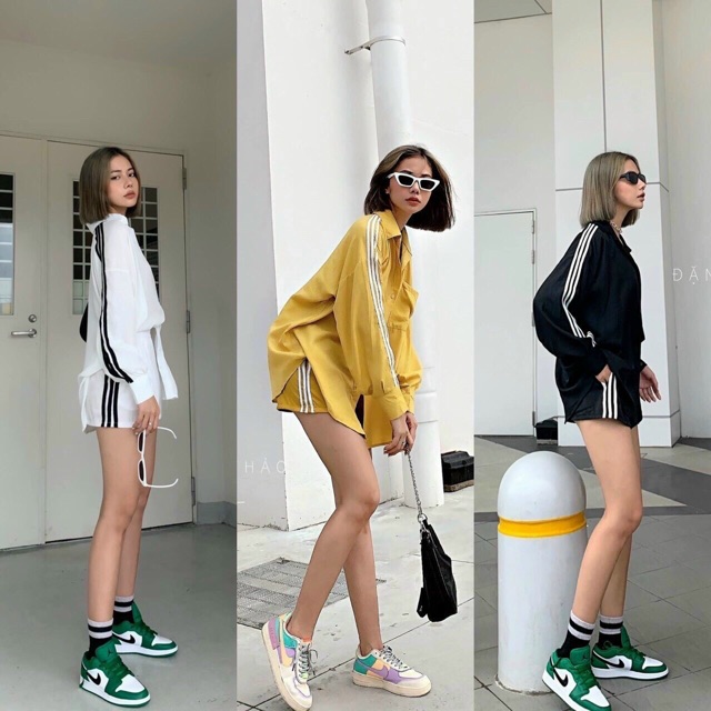 Sét sơ mi sọc thể thao cá tính