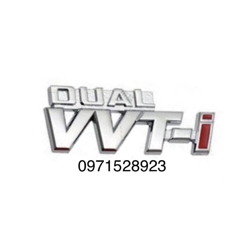 Logo chữ nổi DUAL VVT-I VVTI kích thước 2.7cm*7cm dán thân xe