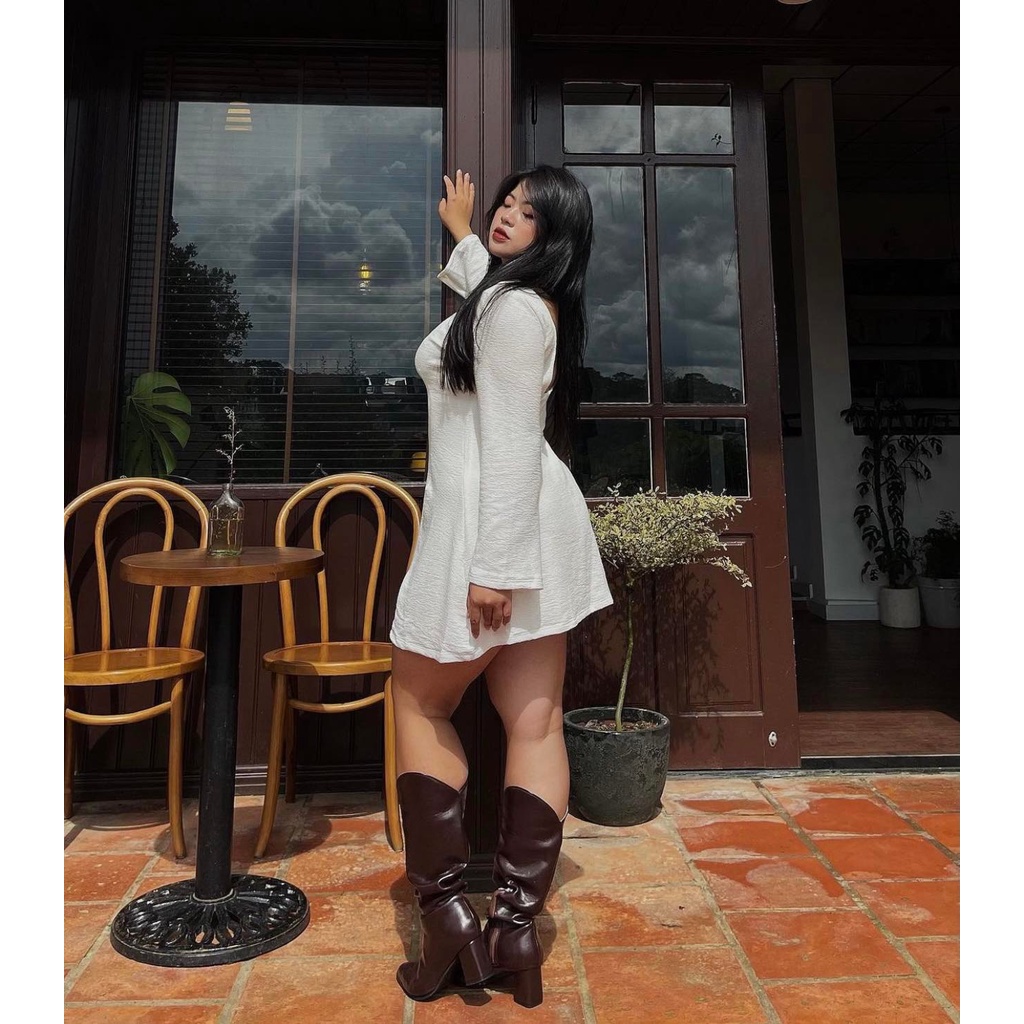 BIGSIZE B55 - ĐẦM CỔ TRÒN KHOÉT LƯNG