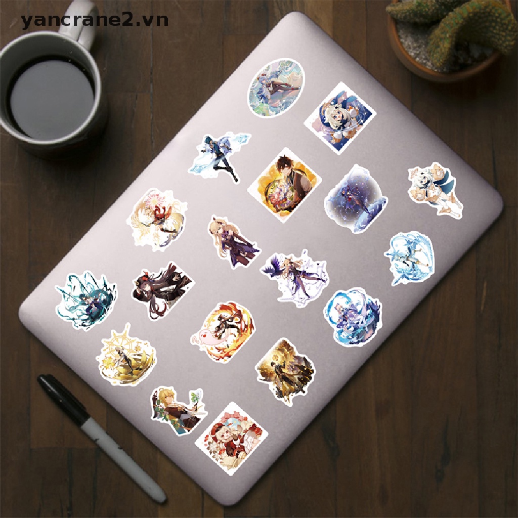 Bộ 100 Miếng Dán Hoạt Hình Chống Nước Cho Bé Chơi Game Genshin Va Chạm {yancrane2.vn}