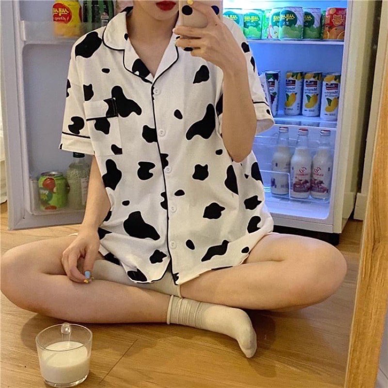 Bộ Đồ Ngủ Nam Nữ Chất Lụa Đũi Mát Mẻ, Đồ Đôi Bò Sữa Cực Kỳ Đáng Yêu TM Store