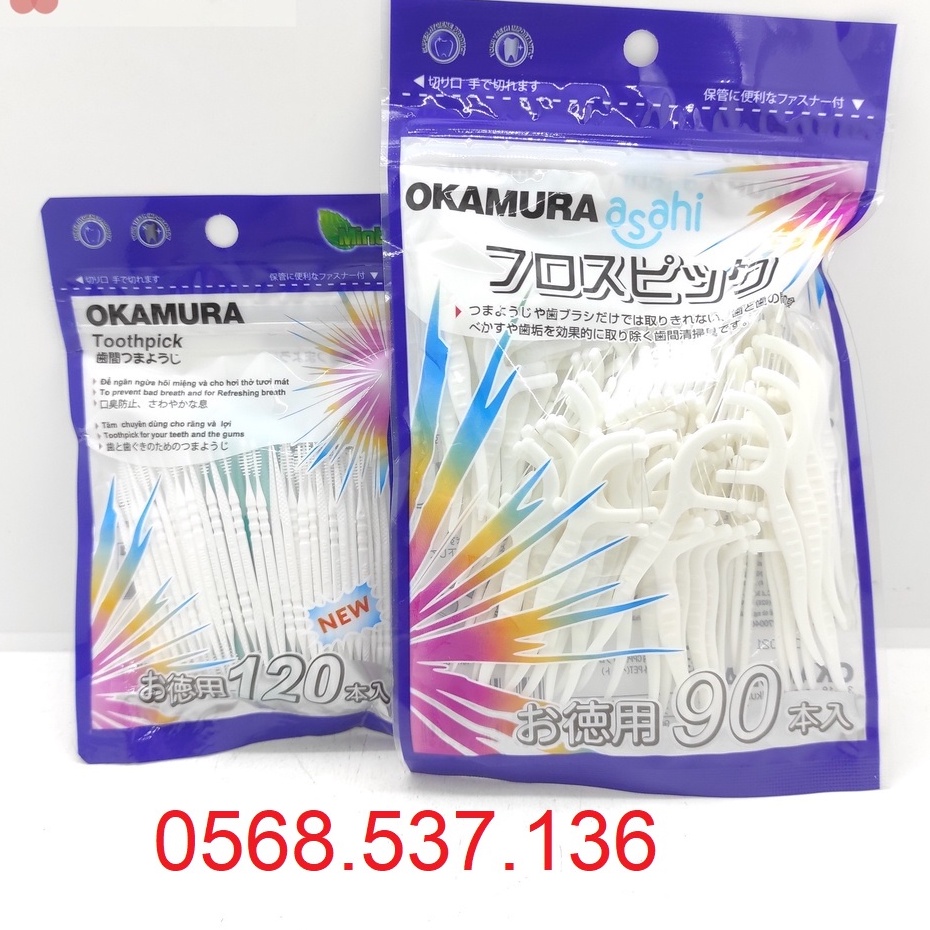 Tăm Nhựa Nha Khoa OKAMURA Asasi - Chỉ Nha Khoa Okamura Gói 90 que & 120 que