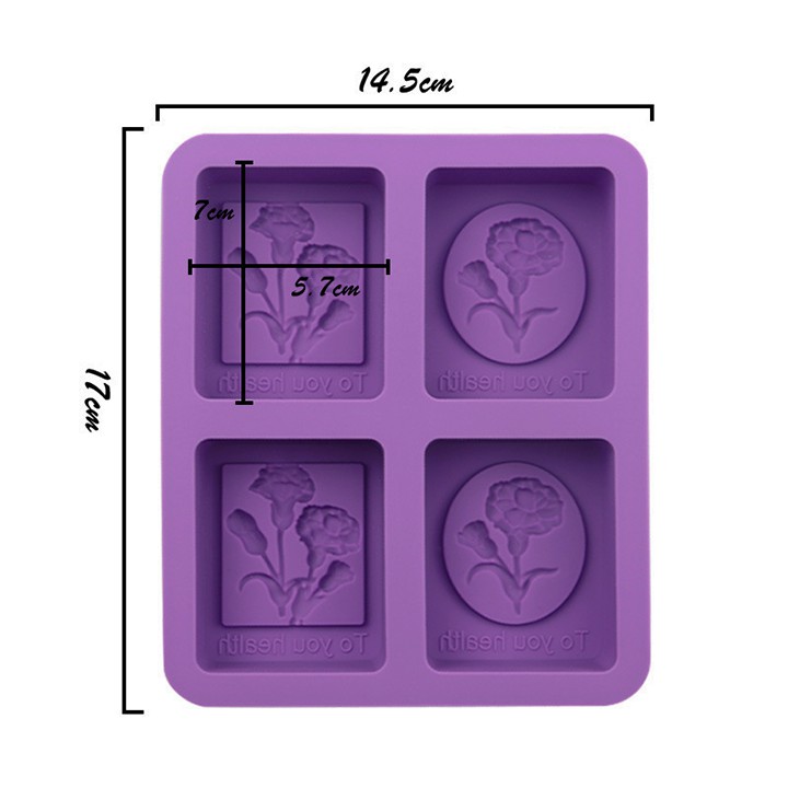 HCM - Khuôn silicon làm 4 bánh xà bông handmade hình hoa