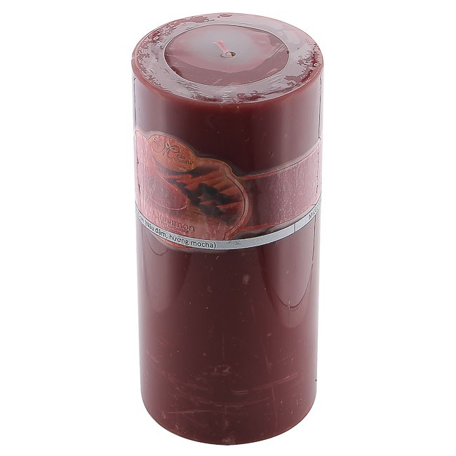 Nến thơm trụ tròn D7H15 Miss Candle MIC0277 7 x 15 cm (Nâu, hương mocha)