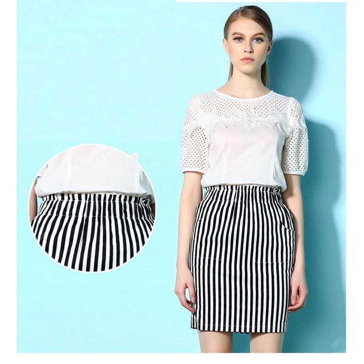 XY746 - Chân váy kẻ sọc lưng thun nữ hè hàng nhập