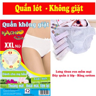 [LOẠI TỐT] Quần lót giấy mặc 1 lần cho Phụ nữ - Mẹ bầu, 5 cái/bịch,thoáng mát, tiện lợi khi đi du lịch hay những ngày ấy