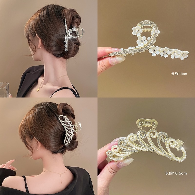 Kẹp Tóc Càng Cua Kim Loại Đính Kim Cương Giả Thời Trang Hàn Quốc Tinh Tế Cho Nữ