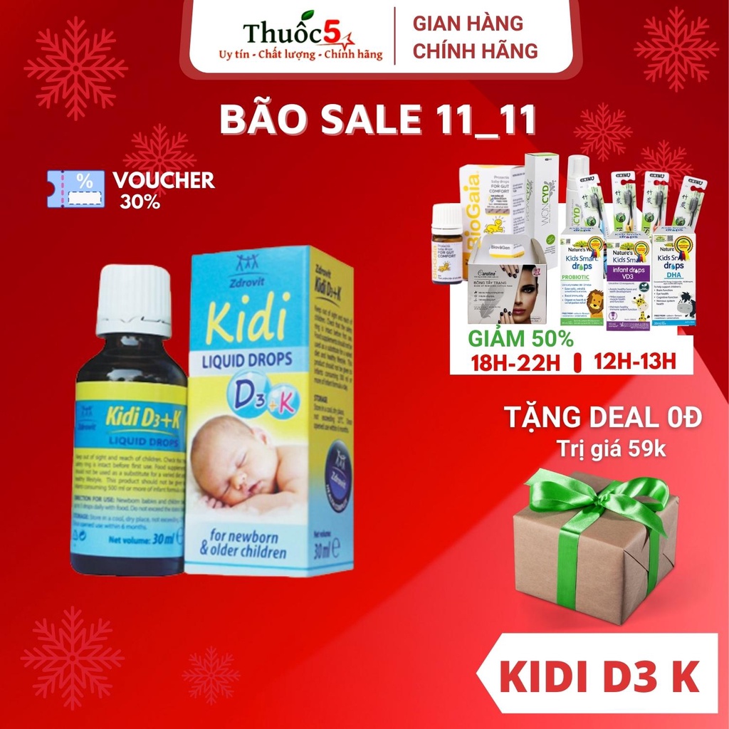 [GIÁ GỐC] [GIÁ GỐC] Kidi D3 K hỗ trợ điều trị còi xương cho bé lọ 30ml