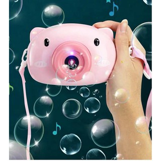 Đồ chơi máy ảnh thổi bong bóng tự động có nhạc hình heo dễ thương cho bé
