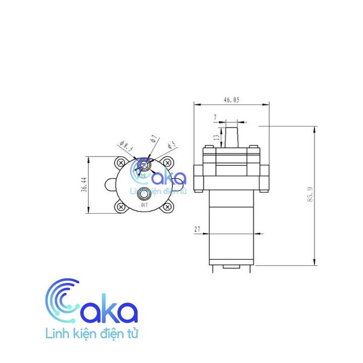 LKDT Máy bơm 12V Mini Tạo áp 1,8L/P B365